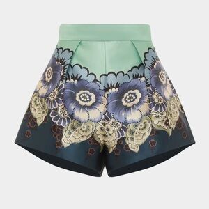 ALÉMAIS Women's Blue Madalena Pleated Floral Shorts